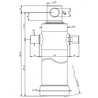 Teleskopski cilinder 2 stopnje 9 ton 695mm z luknjo 4022F
